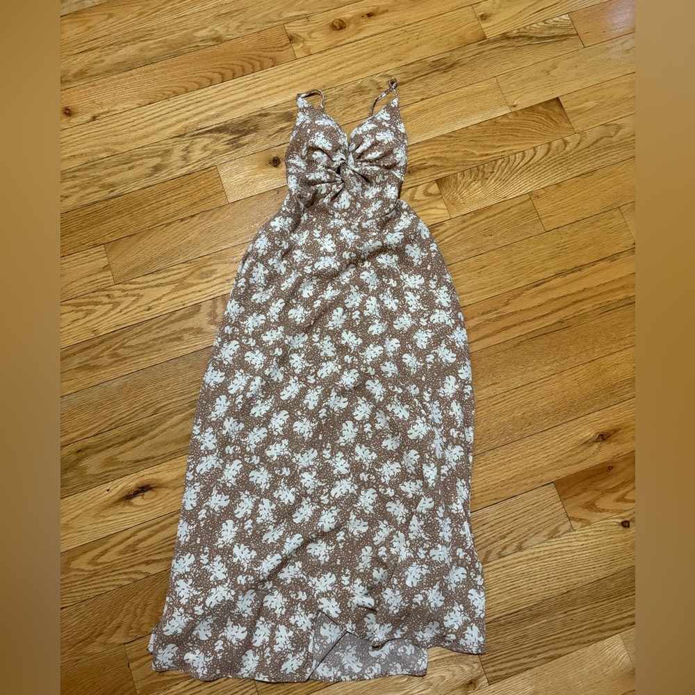Lulu's Brown and White Maxi Dress